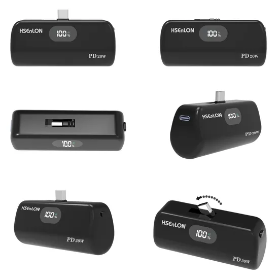 Whosales Mini 5000mAh Pd22W Portable Travel Emergency Battery Pack Charging Power Supply with Folding Cable Power Bank OEM Custom Logo Welcome