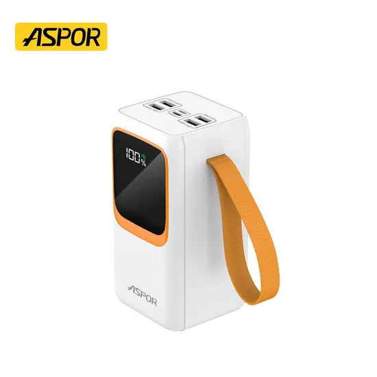Aspor A350 High Capacity Power Bank 50000mAh Capacity Chinese Original Factory Direct-Wholesale Fast Charging QC22.5W with LED Light