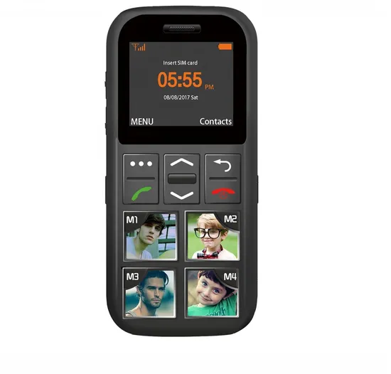 High Quality 1.77 TFT Color Display Enhanced FM Phone 4 Picture Keys Big Button Elderly Mobile Phone