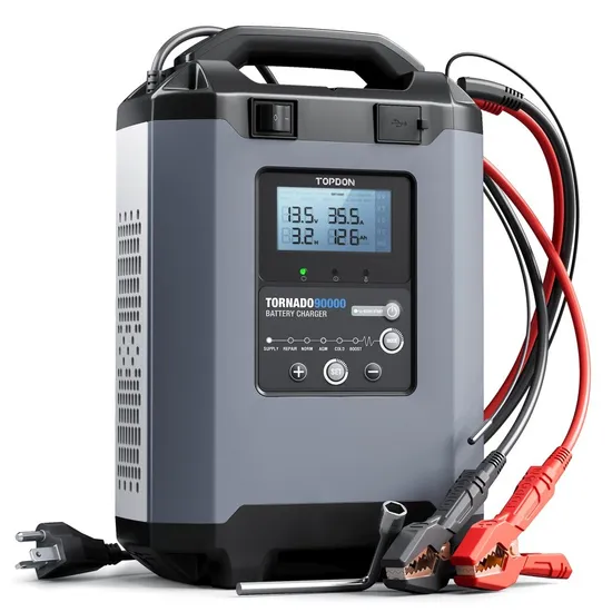 Topdon EU USA Australia Stock T90000 Automatic Intelligent Smart Mobile 12V 90A 24V Portable Car Truck Ecm ECU Programming Battery Charger