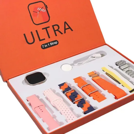 7in1 Ultra Smartwatch Heart Rate Blood Pressure Blood Oxygen Health Gift Set
