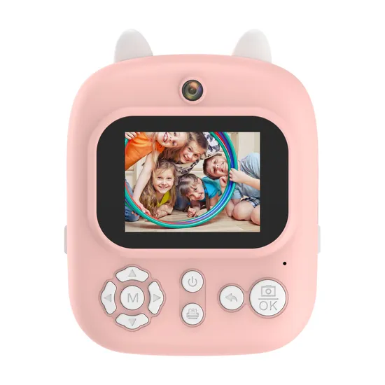 Pink 2.4 Inch Durable Rechargeable Mini Compact Toys Digital Camera HD Portable Kids Instant Print Camera for Kid Gifts