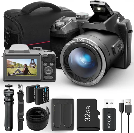 64MP Mirrorless Digital Camcorder Full Frame 4K HD Photo Camera for Kids