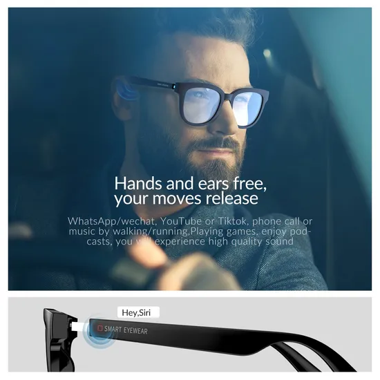Wireless Headphone Glasses Bone Conduction Bluetooth Glasses