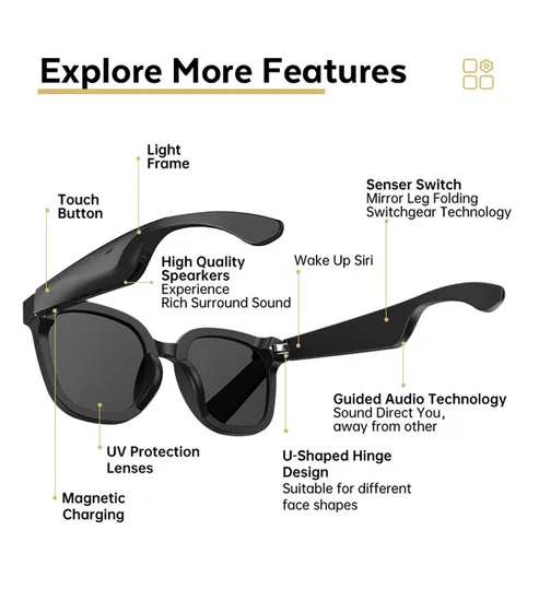 OEM Factory Best 2022 Ray Ban Smart Glasses Compatible with Apple Andriod Mobile Phone