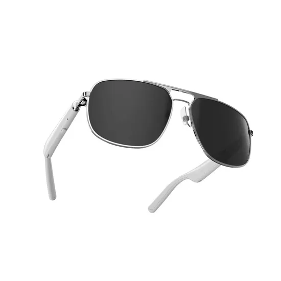 Fashion White Frame Eyeglasses Outdoor Sunglasses Bluetooth Smart Glasses