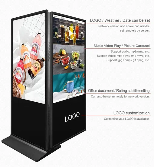 43 49 55 65 Inch Totem Display Kiosk Android Network or Standalone Version Floor Standing Double Sided Digital Signage