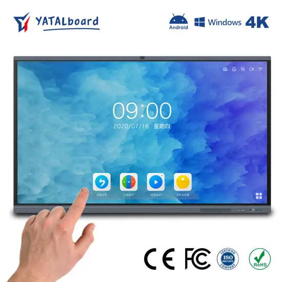 55 65 75 85 86 98 110 Inch Pen Finger Touch 4K Digital Whiteboard OEM ODM Interactive Flat Panel Multi-Touch Screen Smart Board for Schools Teaching