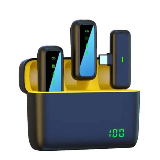 Mini Dual Wireless Microphone Lavalier Rechargeable Charging Bin Microphone Recording