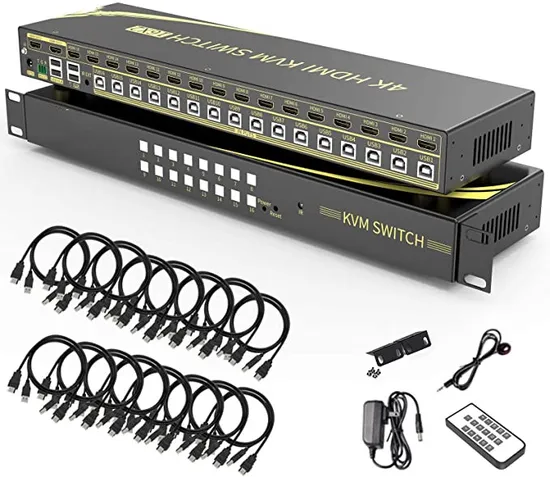 16 to 1 HDMI Kvm Switch 4K 30Hz for Data Rack Mount Computer Kvm Switcher