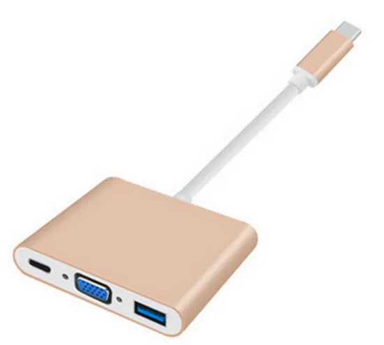 Factory Wholesale Type-C to VGA USB3.0 Adapter with Pd Charging Port