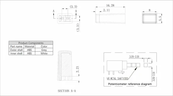 an-40 Plastic Monochrome Button Many Colors Plastic Buttons with Indicator on Top and Side for Audio