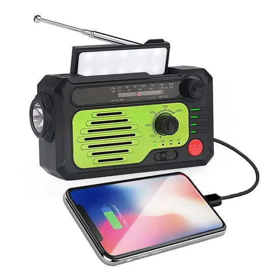 Factory Direct Emergency Solar Hand Crank Portable Weather FM Am Radio