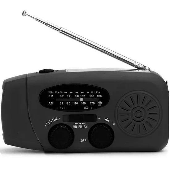 Black Color More Colors Strong LED Lighting Sos Hand-Crank Dynamo Solar Radio