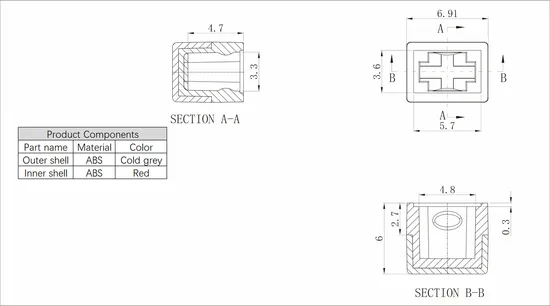 Plastic Dual Color Button Many Colors Plastic Buttons with Indicator on Top and Side for Audio