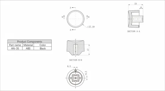 Plastic Monochrome Button an-35 Many Colors Plastic Buttons with Indicator on Top and Side for Audio