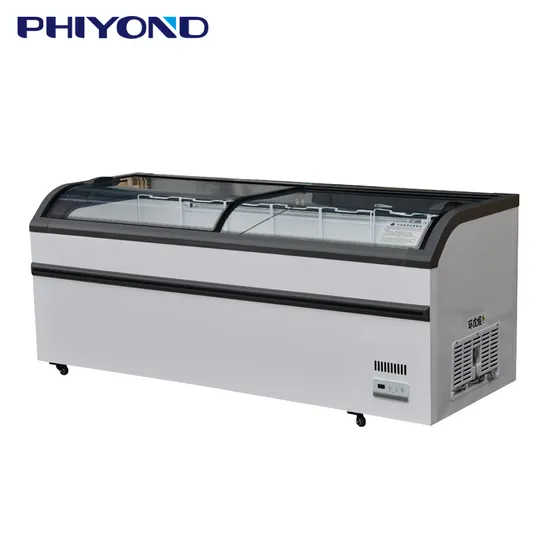 Phiyond Dg-2000 680L Supermarket Commercial Large Capacity Display Low-E Sliding Glass Door Chest Island Freezer