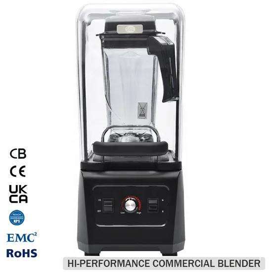 Factory Price 1680W Commercial Industrial Ice Crusher Smoothie Juicer Blenders with Noise Enclosure