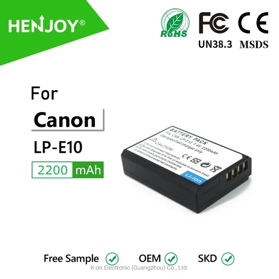 High Quality Lp-E10 Battery for Canon EOS Rebel T3, T5, T6, T7, Kiss X50, Kiss X70, EOS 1100d, EOS 1200d, EOS 1300d, EOS 2000d