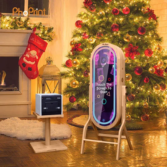 Free Standing Wedding Party Event Selfie Mirror Photo Booth with Camera and Printer