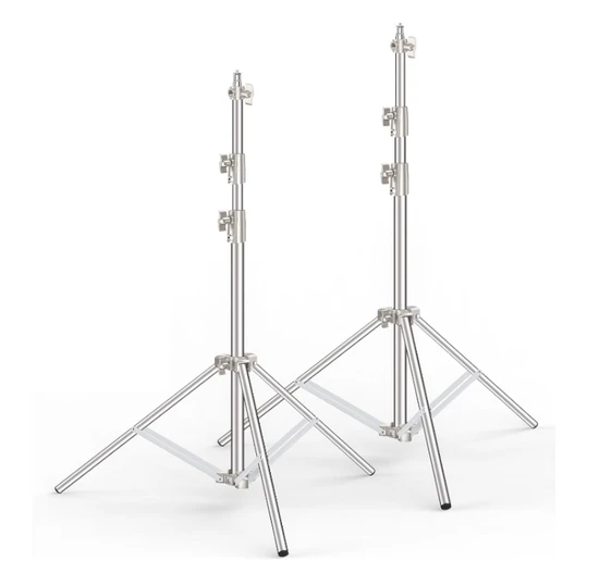2.8m 9.2FT Stainless Steel Light Stand Photography Tripod Stand with 1/4 3/8 Screw Adapter for LED Video Light, Ring Light,