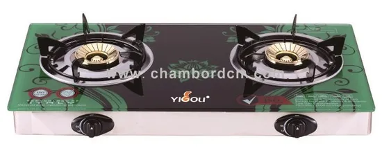 Yg-B8011 China Manufacture Color Glass Top 2-Burner Gas Cooking Stove