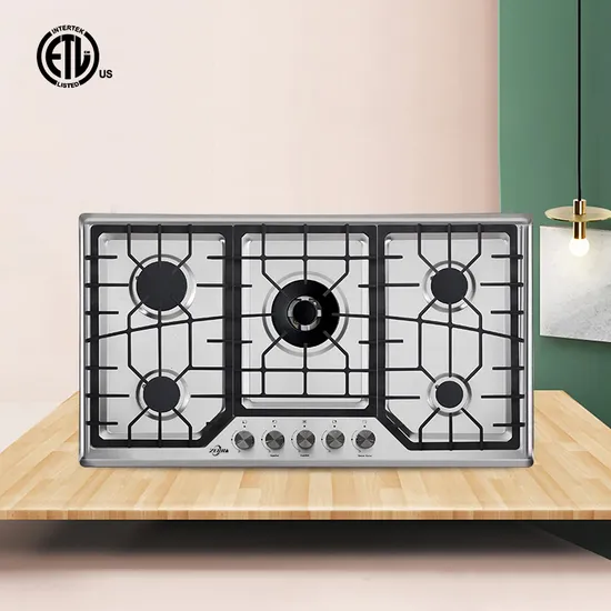 ETL Certificate Kitchen Appliances 304 Stainless Steel 5 Burner Gas Stove