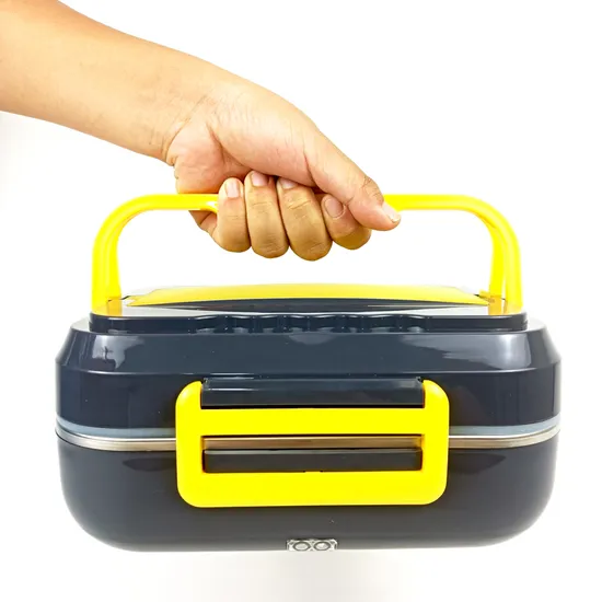 Wholesales Plastic Portable Electrical Lunchbox with 2 Cords, Fork, Spoon and Knife Electric Lunch Box 1.5L
