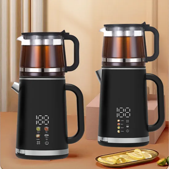 Double Layer Scald Prevention Boiling Water Kettle Digital Control Turkish 2 in 1 Electric Tea Maker Machine with Tea Infuser