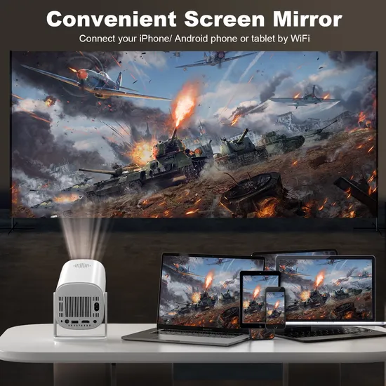 Projector 4K with Android TV WiFi Bluetooth Projector Native 1080P Outdoor Projector