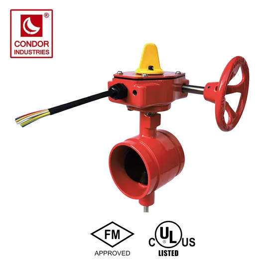 Fire Fighting UL FM Approval Grooved Butterfly Valve (Gear actuator & tamper switch)