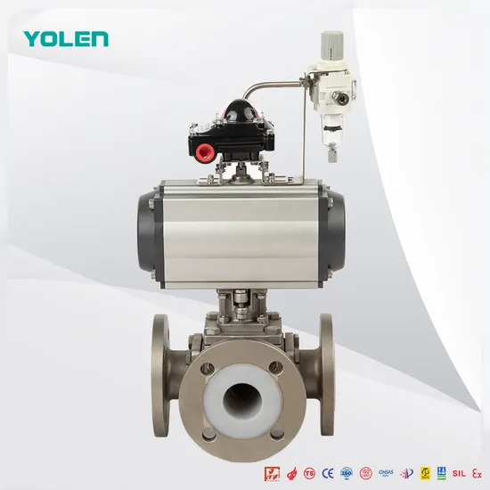 Pneumatic Three-Way Fluorine Lined Ball Valve
