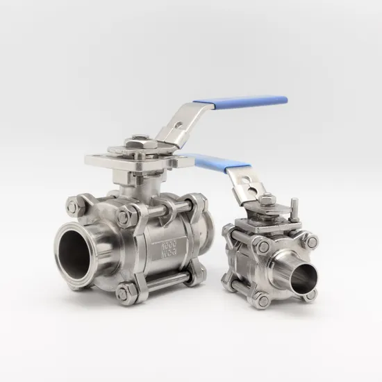Qiimii Sanitary Stainless Steel Electric Actuator 1000psi 3 PC Three Piece Pneumatic Ball Valves Welding Clamp Male