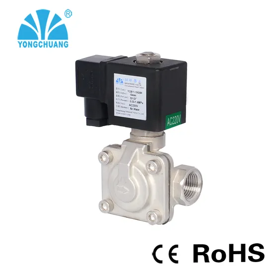 Yongchuang Ycb11/12 CE Approved Diaphragm Hot Water Solenoid Valve Brass 2 Way