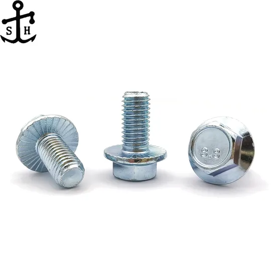 DIN6921 Factory Inventory 8.8 Metric Concave Hex Head Flange Bolt Full Thread with Tooth Delivery Within 15 Days in Stock