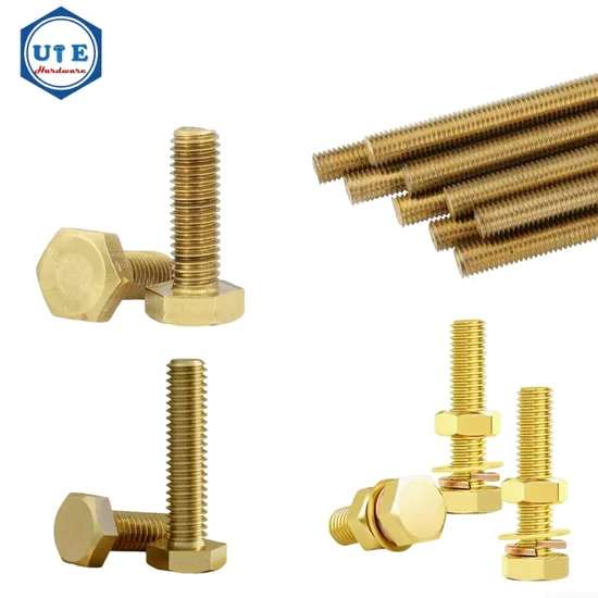 Bronze Brass H58/H62 Hex Bolt Fasteners Nut and Bolt and Nut/Stud Bolt /Threaded Rod