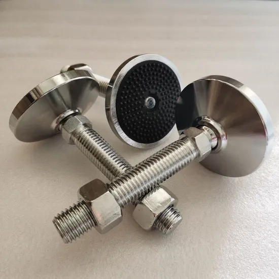 M16X100mm Adjustable Foot Cups 80-100mm Diameter Rubber Non-Skid Base Articulated Adjustable Metal Leveling Feet