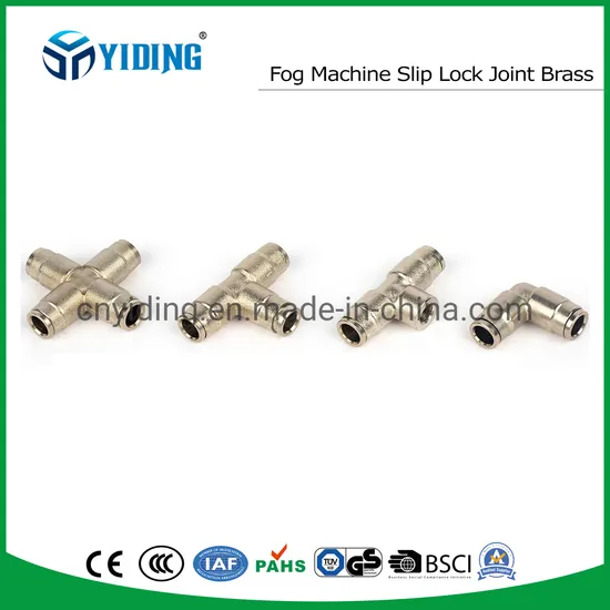 Misting Tee Push Slip Lock Fitting High Pressure Fogging Machine Slip Lock Tee Connector Brass Joint Fog Machine T Fitting Quick Slip T Joint Straight Fitting