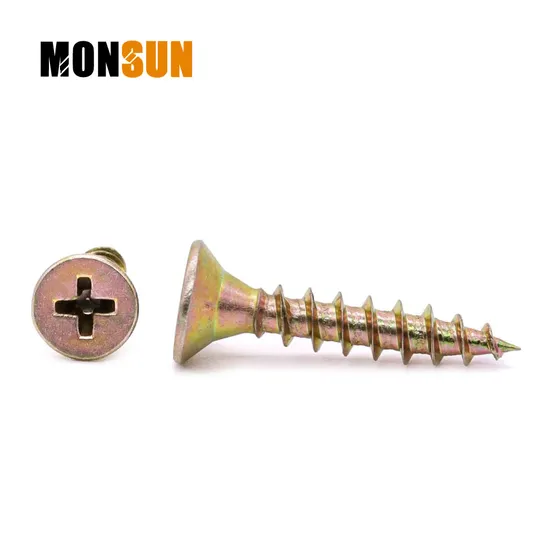 Double Countersunk Flat Head Yellow Zinc Chipboard Screw