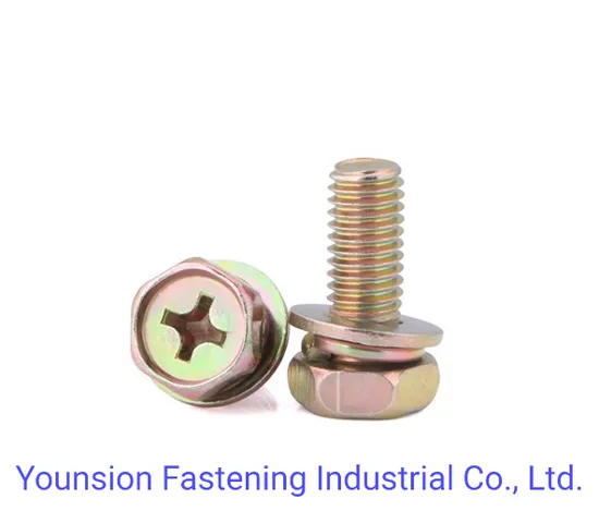Cross Head Type Ab Construction Screws Yellow Zinc Plating Assembled with Washer