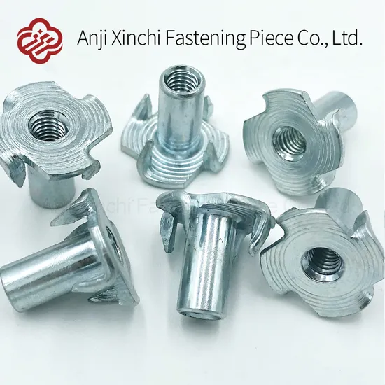 Factory Price Free Sample China Factory Threaded Insert T Nut M10X13mm Stainless Steel Four Prong Tee Nuts