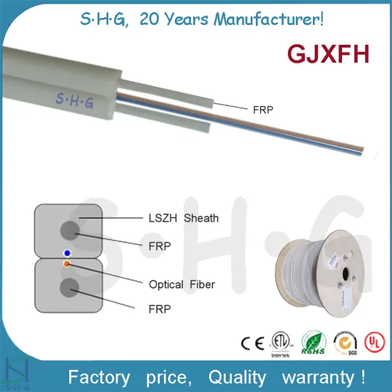 Hot Sale Factory Price 1/2/4 Cores Fibers Flat Indoor All Dielectric FRP FTTH Drop Fiber Optic Cable (GJXFH)