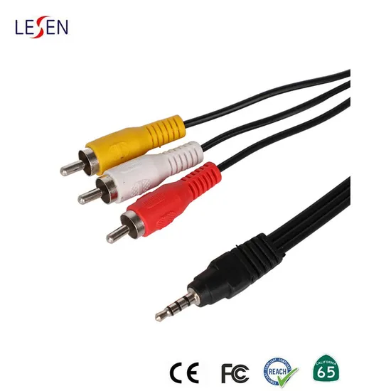 Audio Video AV 3.5mm 4 Cores Stereo Plug to 3RCA Cable