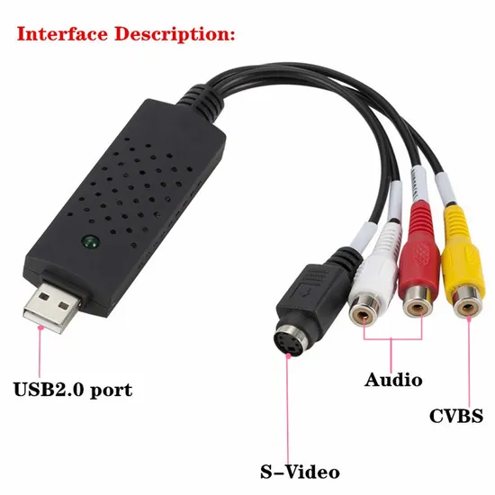 USB Audio Video Capture Card Adapter with USB Cable USB 2.0 to RCA Video Capture Converter