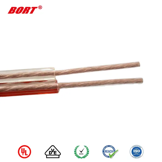 ISO9001 RoHS Compliant Transparent Two Core UL2468 Speaker Cable