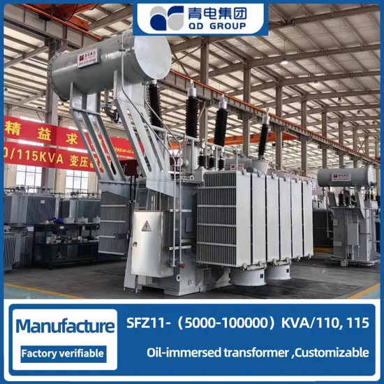Qingdao Power Transformer Sfz11-5-200mva /110kv 115 121 132kv /35kv/15kv CE Standard 115kv Oil Immersed Transformer