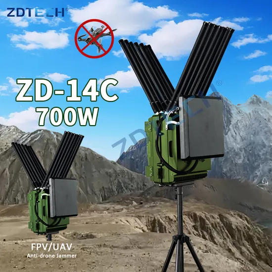 14 Channels 700W Dual Antenna Panel Antenna Detection and Jamming Integrated Uav Jammer Anti Drone System