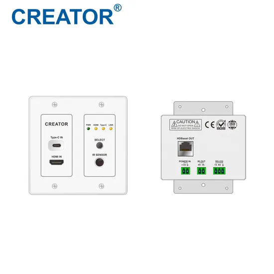 100m/330FT 4K Hdbaset Wall Plate Transmitter HDMI Over Cat5e/6 Extender with Type C