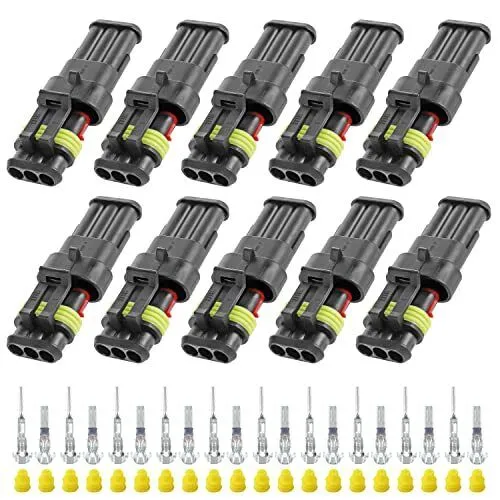 Waterproof Electrical Automotive Wire Connectors Kit with 10 Pins