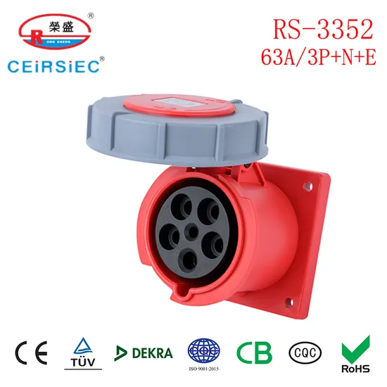 63A High Quality Materials Socket Flame Retardant Industrial Socket Industrial Mounted Socket Factory Price Panel Socket for Power Box